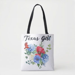 Texas Mädchen mit rot/weiß/blauen Blumen & Vögeln