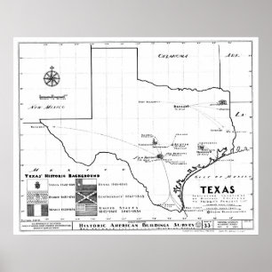 Texas Map, 1933 Poster
