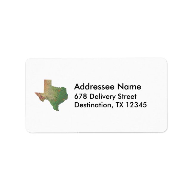 Texas Map Address Label Adressaufkleber (Vorne)