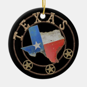 Texas Map Barn Art Keramik Ornament