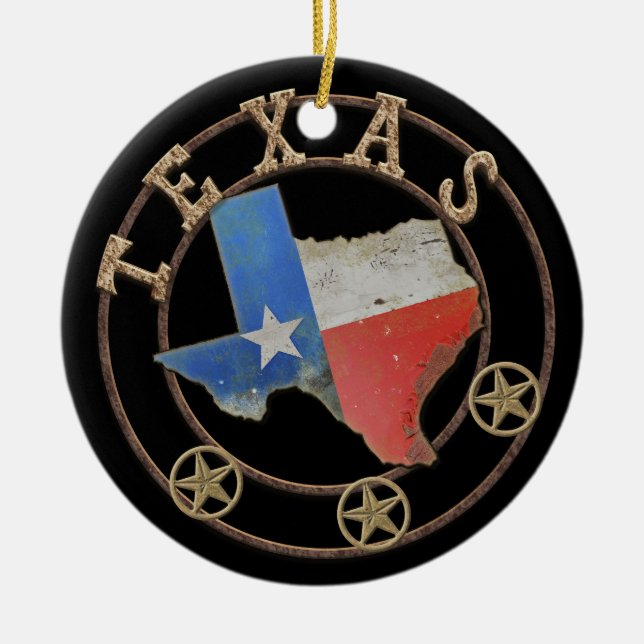 Texas Map Barn Art Keramik Ornament (Vorne)