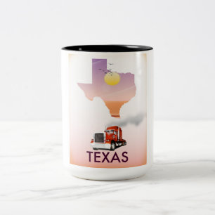 Texas Map Big Rig Zweifarbige Tasse