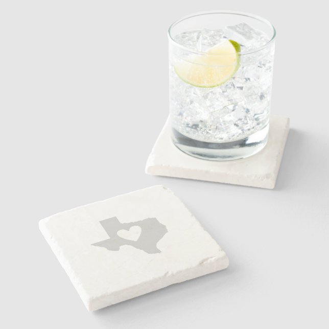 Texas Map Form mit Heart Texan Lone Star Liebe Steinuntersetzer (Seitenansicht)