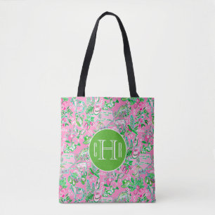 Texas Map Pink & Green Preppy Muster Monogram