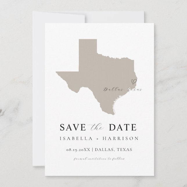 Texas Map Save the Date Template (Vorderseite)