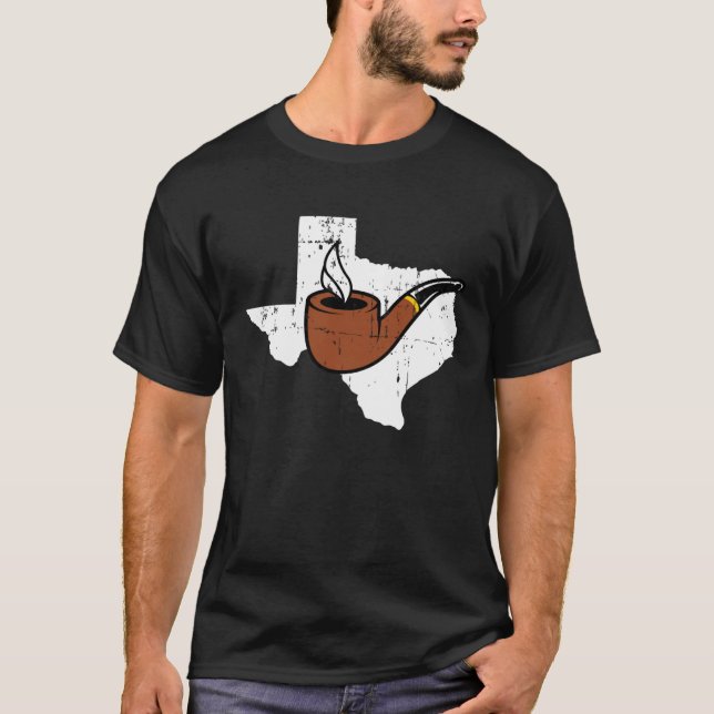 Texas Map Tobacco Pipe Smoking Hobby Briar Pipe Sm T-Shirt (Vorderseite)