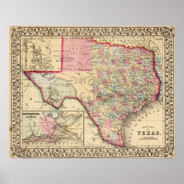 Texas Map von Mitchell Poster (Vorne)