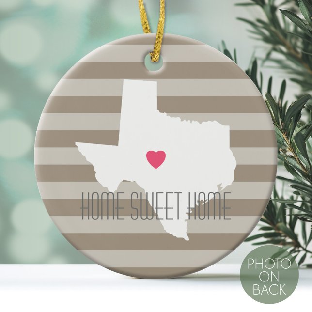 Texas Map Zuhause Staat Liebe mit benutzerdefinier Keramik Ornament (Personalized Photo Ornament)