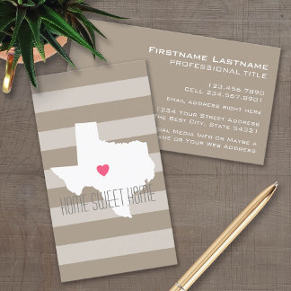 Texas Map Zuhause Staat Liebe mit benutzerdefinier Visitenkarte