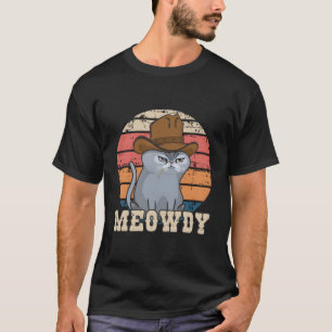 Texas Meowdy Cat Cowboy Hat Feline Funny Lover Pub T-Shirt