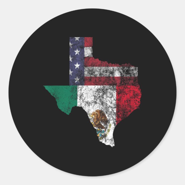 Texas Mexico American Flag Cinco De Mayo Mexiko T Runder Aufkleber (Vorderseite)