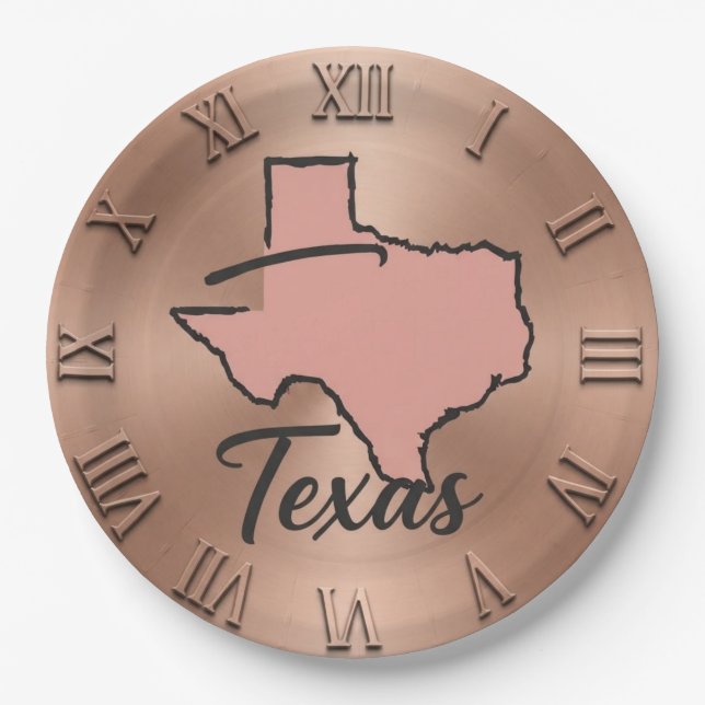 Texas Minimalist Copper Map  Pappteller (Vorderseite)