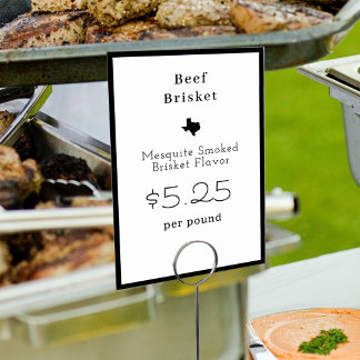 Texas minimalistisch Moderne Food Name Card Tischnummer