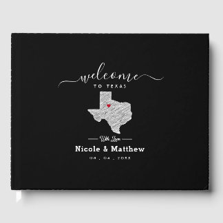 Texas Minimalistisch Texan Map Wedding Willkommen Gästebuch