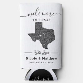 Texas Minimalistisch Texan Map Wedding Willkommen Selters Dosenkühler
