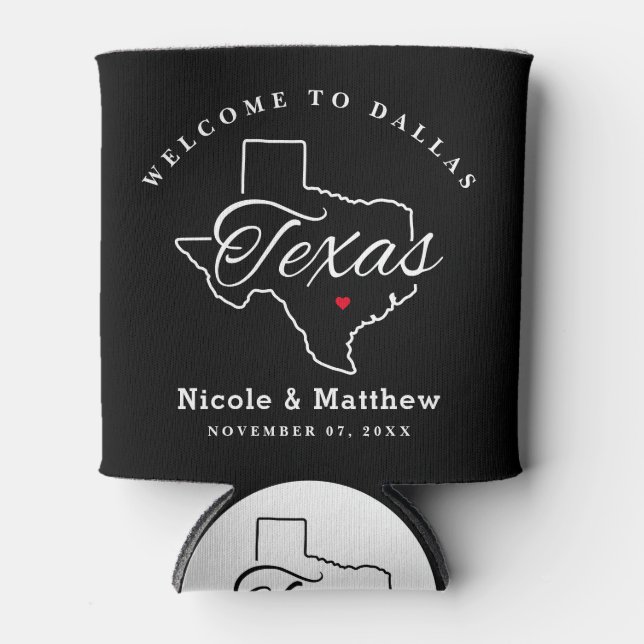 Texas Minimalistisch Wedding Welcome Dosenkühler (Vorderseite)