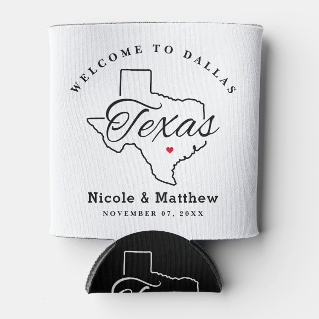 Texas Minimalistisch Wedding Welcome Dosenkühler (Vorderseite)