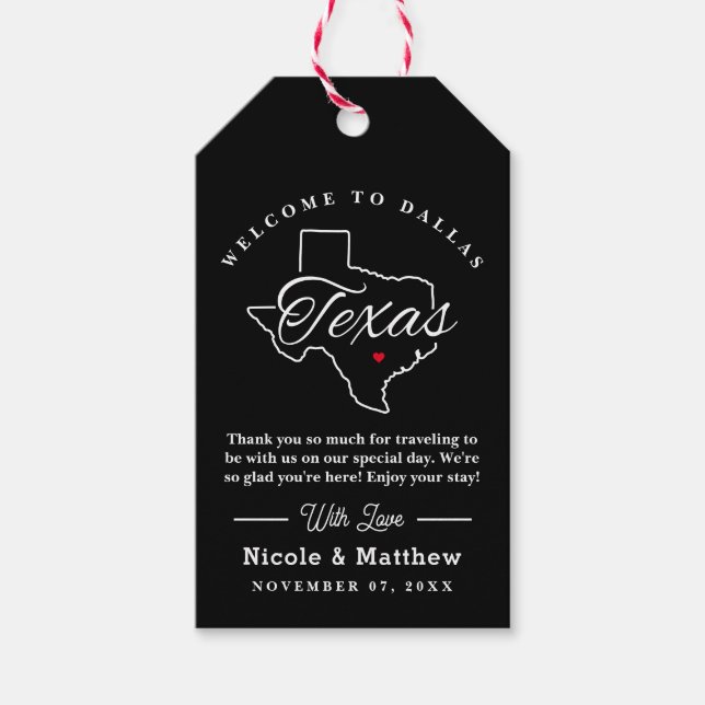 Texas Minimalistisch Wedding Welcome Geschenkanhänger (Vorderseite)