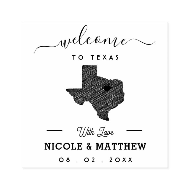 Texas Minimalistisch Wedding Welcome Gummistempel (Prägung)