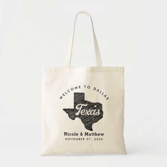 Texas Minimalistisch Wedding Welcome Tragetasche (Vorne)
