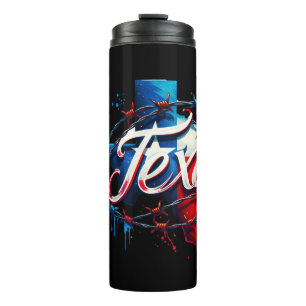 Texas mit Barbed Wire Thermal Tumbler Thermosbecher