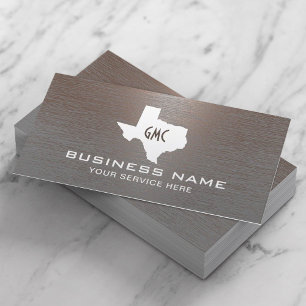 Texas Monogram Logo Imitate Kupfer Metal Visitenkarte