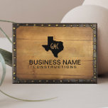 Texas Monogram Logo Vintag Leder & Holz Visitenkarte<br><div class="desc">Texas Monogram Logo Vintag Leather & Wood Business Card.</div>