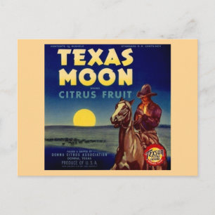 Texas Moon Citrus Fruchtkäfige Etikett Postkarte
