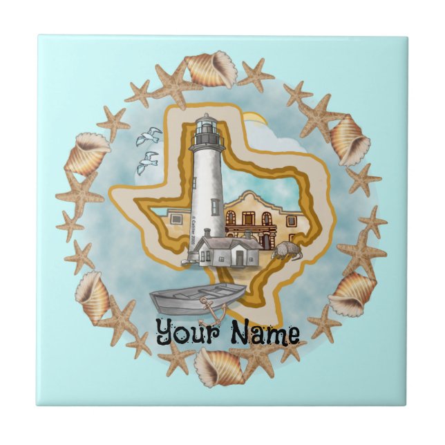 Texas Muscheln Lighthouse Tile Fliese (Vorderseite)