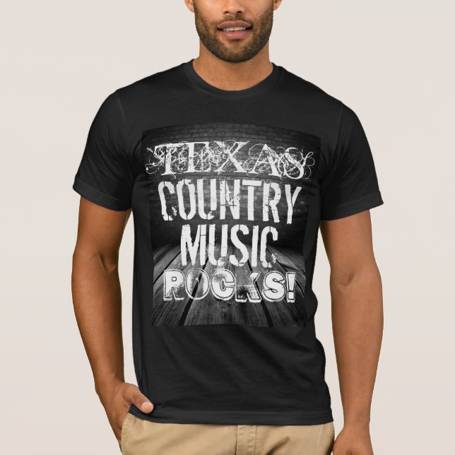Texas-Musik schaukelt grundlegenden schwarzen T - T-Shirt (Vorderseite)
