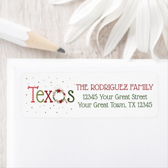 Texas-Musterbuchstaben und Weihnachtsstern-Kranz (Insitu)