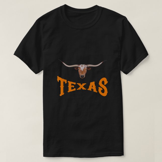 Texas Name mit langgestreckter Leitung Kopf T-Shirt (Design vorne)