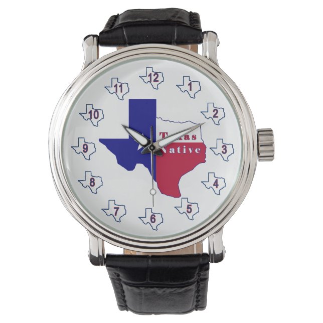 Texas National Flag Map Armbanduhr (Vorderseite)