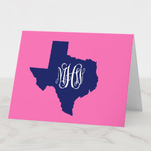 Texas Navy White 3 Initial Vine Monogram DIY BG Dankeskarte