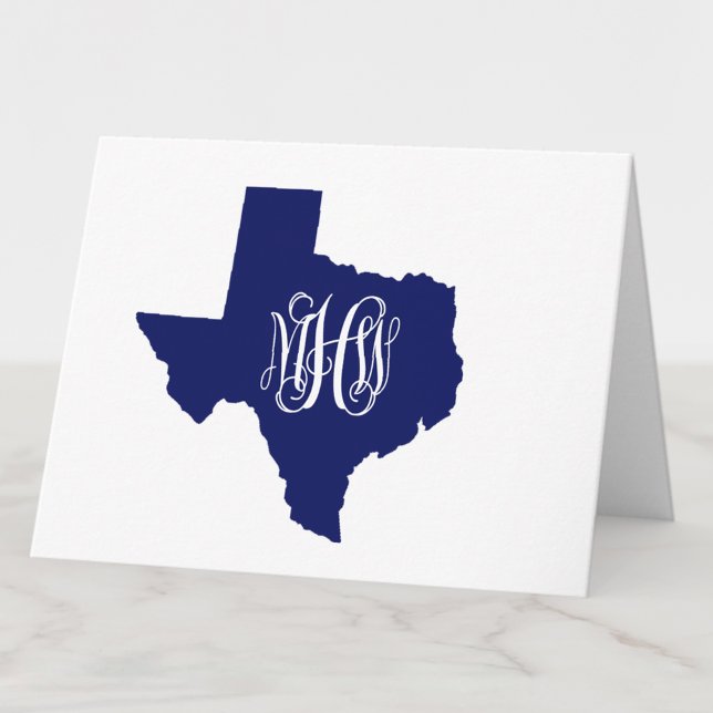 Texas Navy White 3 Initial Vine Monogram DIY BG Dankeskarte (Von Creator hochgeladen)