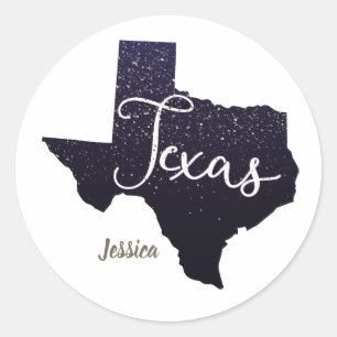 Texas Night Stars Staat Form Runder Aufkleber