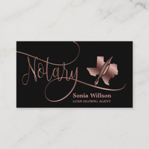 Texas Notary Loan Signing Agent Moderne Rose Gold Visitenkarte