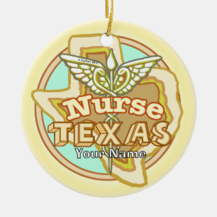 Texas Nurse Caduceus Keramik Ornament