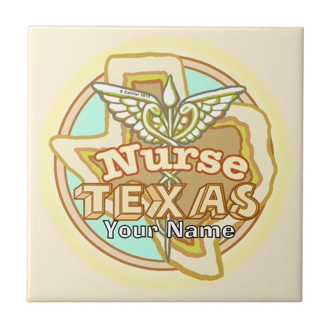 Texas Nurse Caduceus Tile Fliese (Vorderseite)