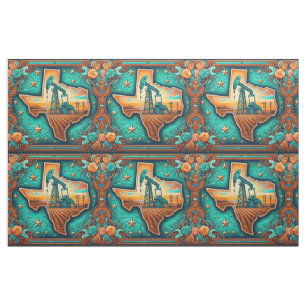 Texas Oil Gas Drilling Pump Jack Fabric Stoff