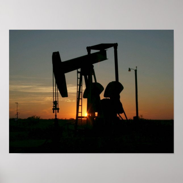 Texas Oil Pumpjack auf Sunset Poster (Vorne)