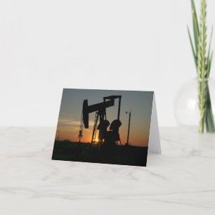Texas Oil Pumpjack Silhouette bei Sunset Karte