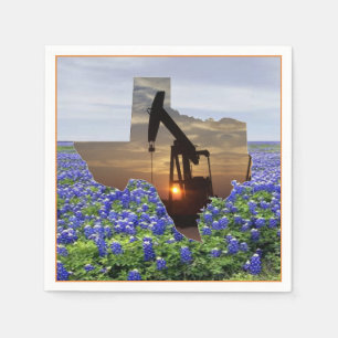 Texas-Öl-Pumpen-Jack am Sonnenuntergang auf Serviette