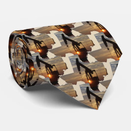 Texas-Öl-Pumpen-Jack am Sonnenuntergang Krawatte