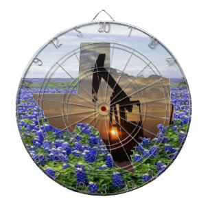 Texas Ölpumpen Jack bei Sonnenuntergang auf Bluebo Dartscheibe