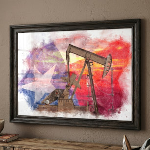 Texas-Ölpumpwerk: Lone Star State Heritage Art Fotodruck