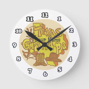 Texas Opa-Uhr Runde Wanduhr