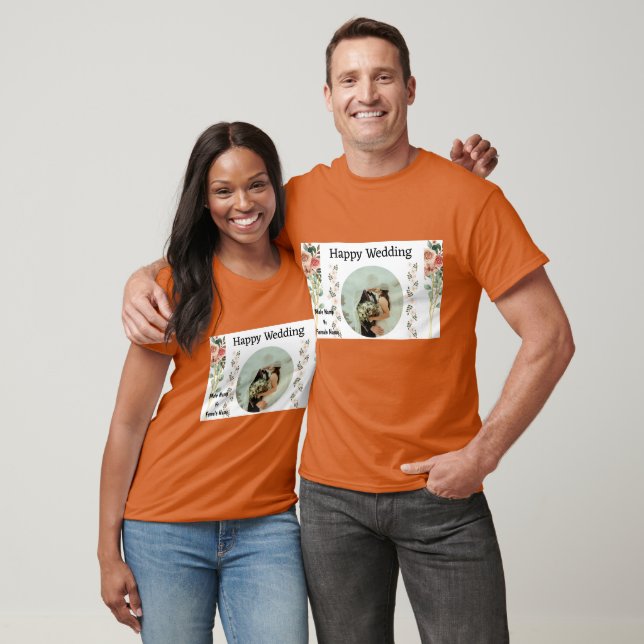 Texas Orange Color Wedding Couple's Nice T-Shirt (Unisex)