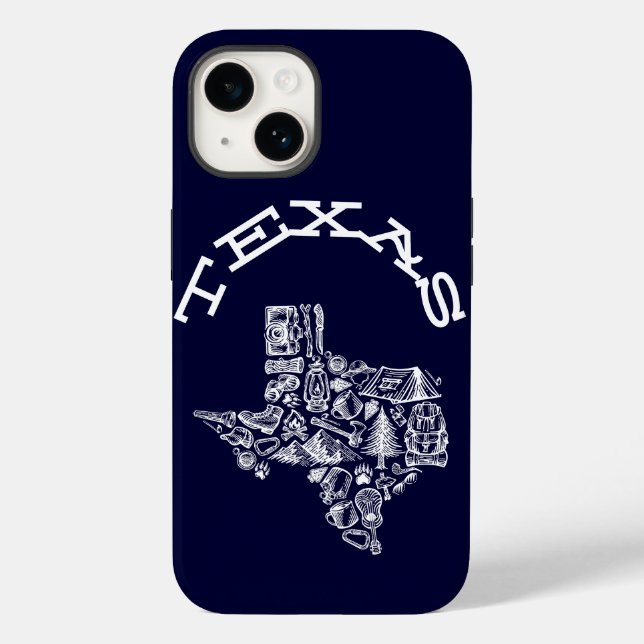 Texas Phone Cover Navy Blue Hand Sketch Style (Rückseite)