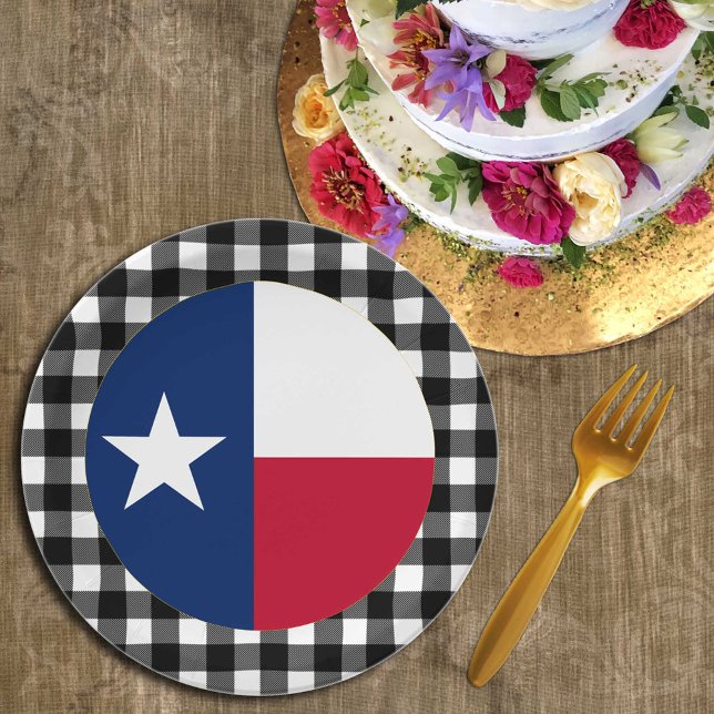 Texas Plate, Büffel kariert USA & Texas Flag Pappteller (Von Creator hochgeladen)